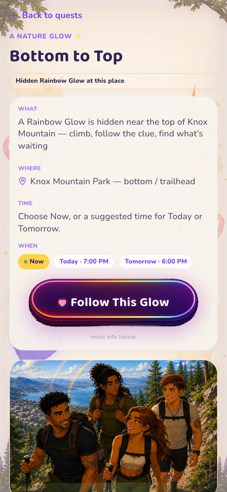 Treasure brief with location and clue