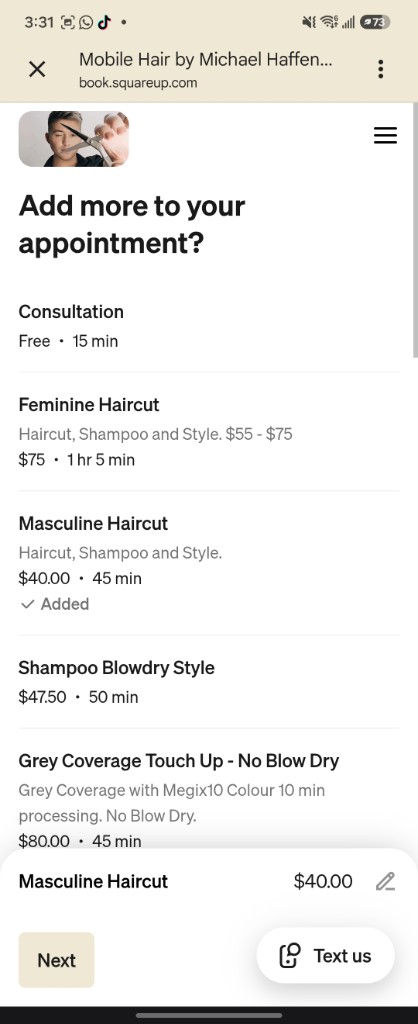 Simplified booking: select or add services