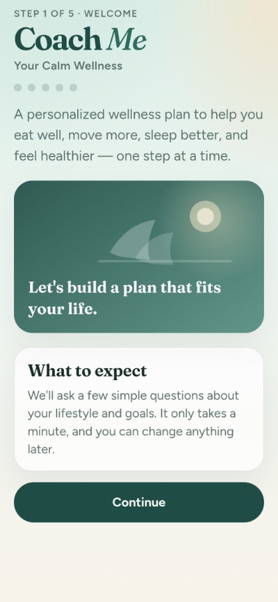 Coach Me onboarding welcome screen